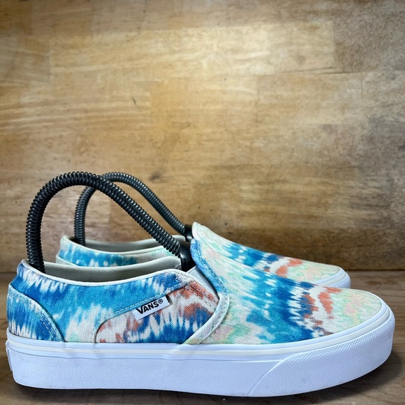 Vans Shoes - Vans Asher Deluxe Pastel Tie Dye Womens Sz 6.5 Slip On Shoes Sneakers Blue White